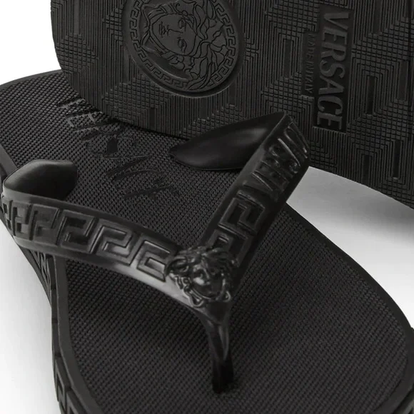 Versace Black Greca Sandals